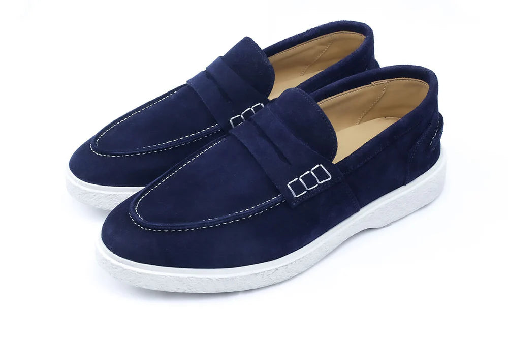 Mocassin Riviera — Bleu Nuit & Semelle Blanche