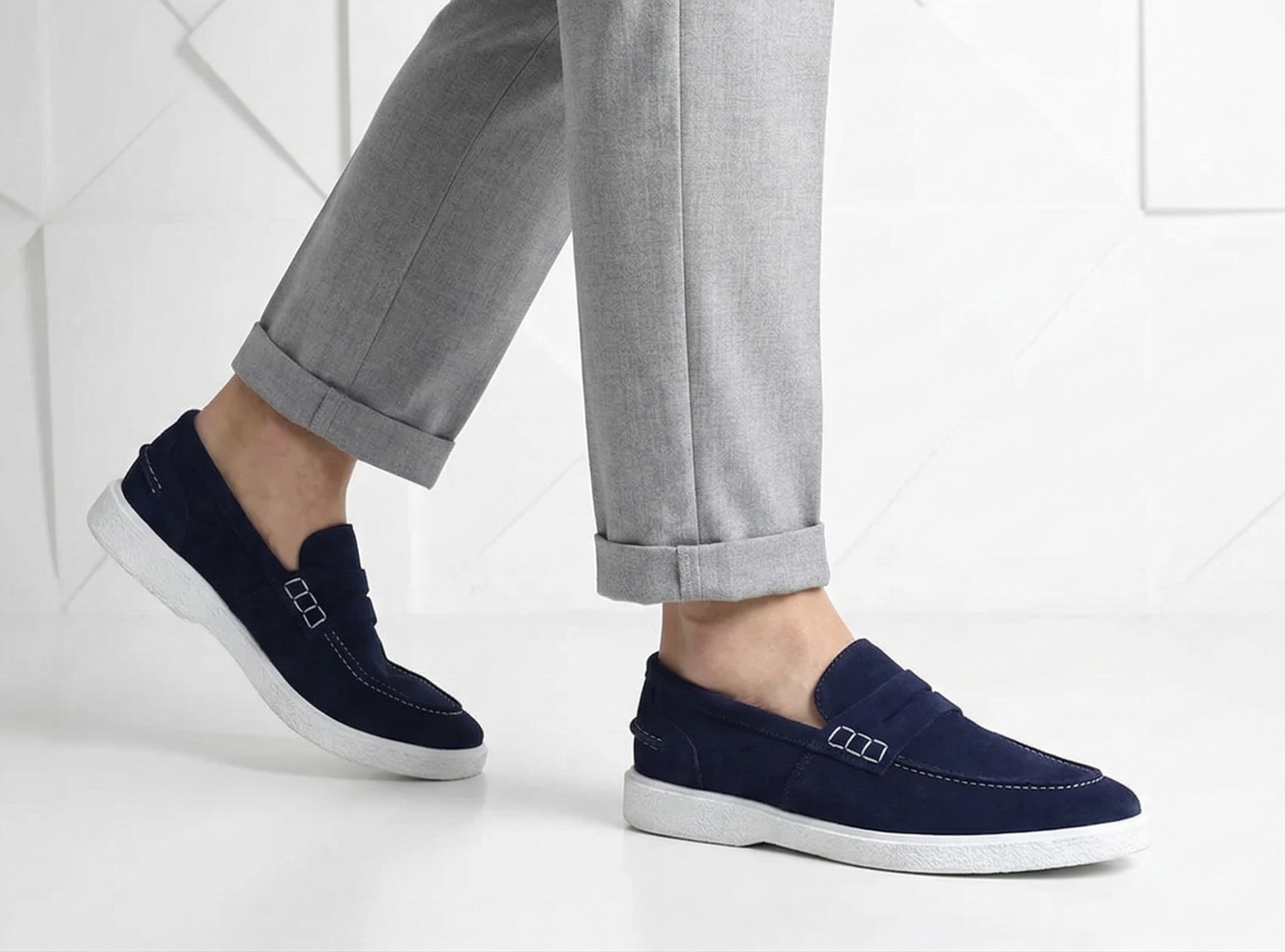 Mocassin Riviera — Bleu Nuit & Semelle Blanche