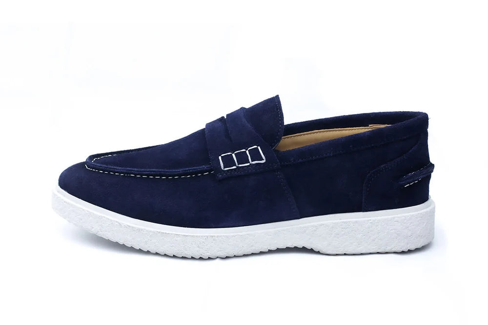 Mocassin Riviera — Bleu Nuit & Semelle Blanche