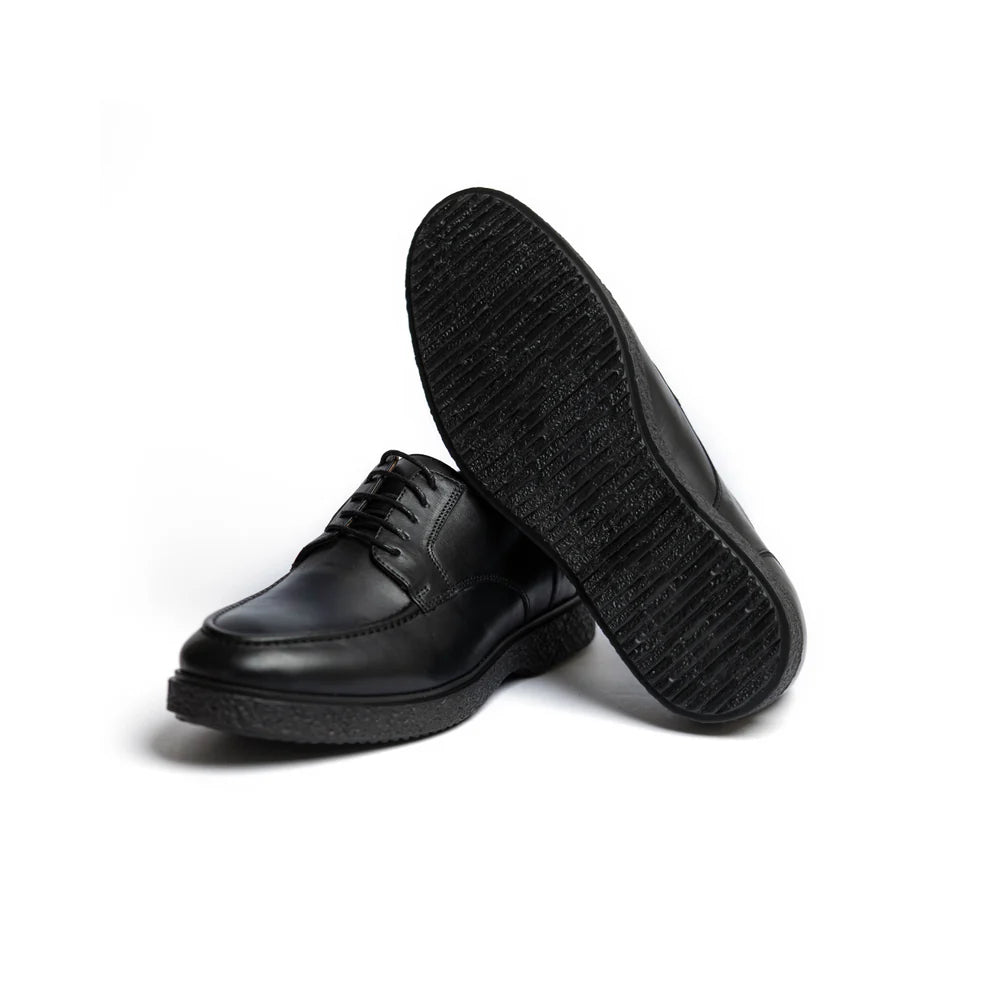 Derby Hybride en Cuir Lisse – Noir Intense
